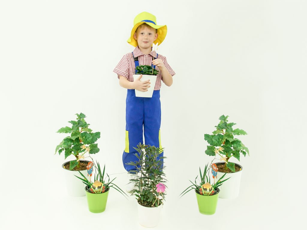 Садовник (полукомбинезон +рубашка + головной головной убор)