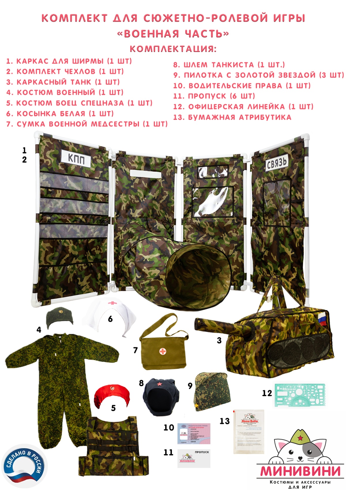 Комплект для сюжетно-ролевой игры "Военная часть"
