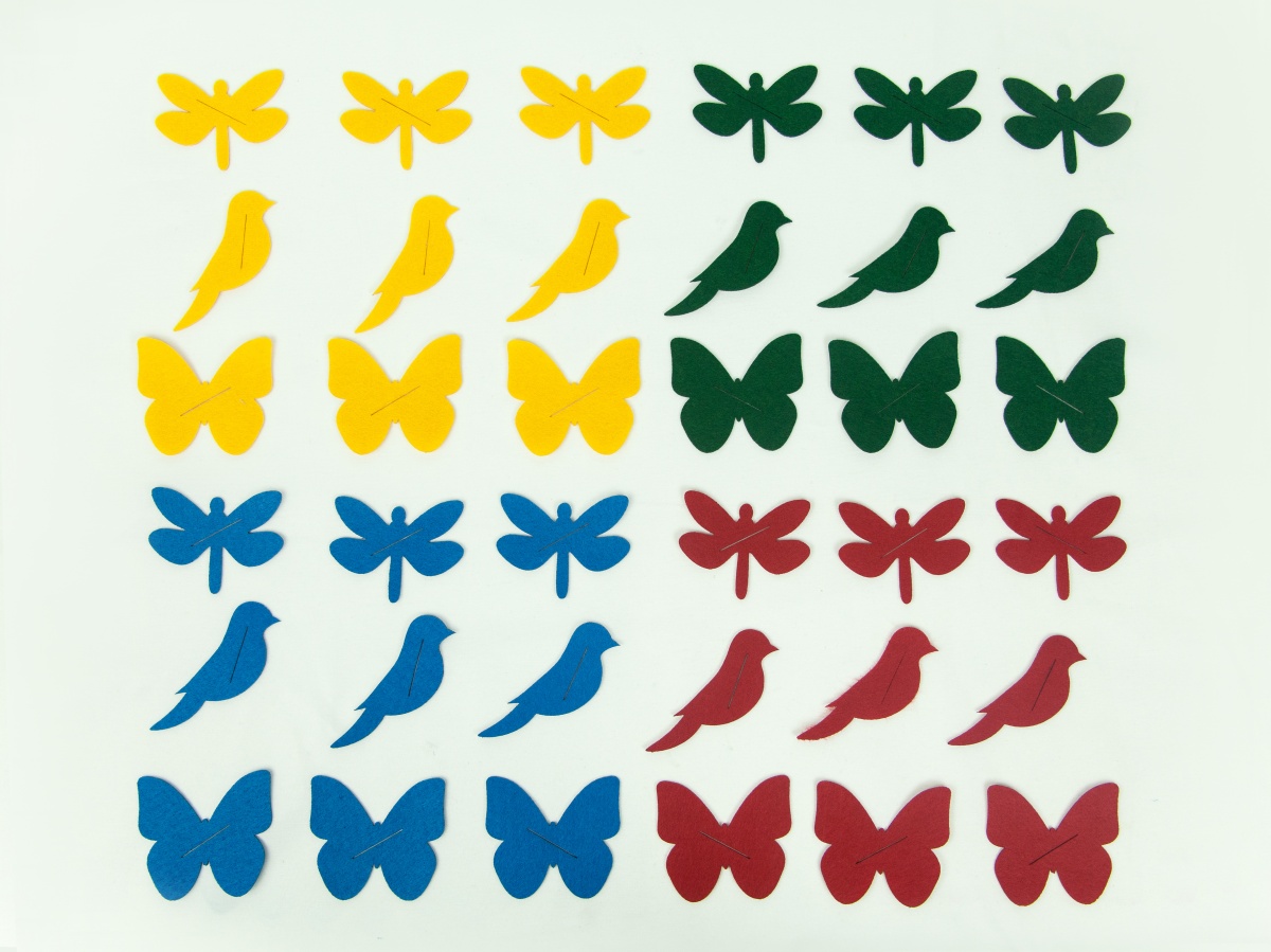 Аксессуары для жилета с 32 пуговицами: бабочки, птички, стрекозы (36 фигур)
