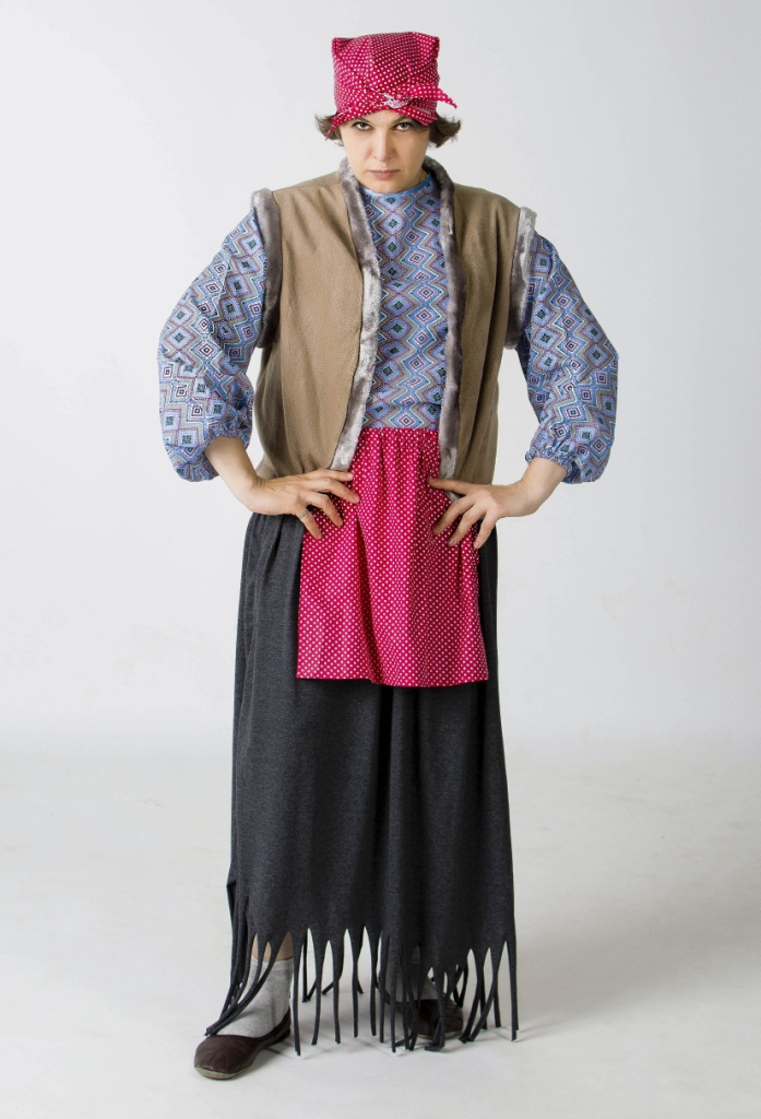 Баба Яга взрослая (юбка, рубашка, жилет, платок на голову)